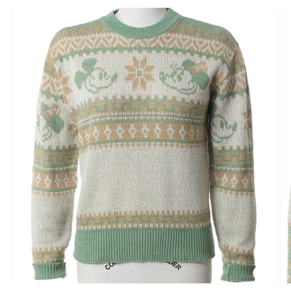 Kennington Disney Mickey & Minnie Mouse Skiing Ski Sweater 70’s Vintage XL